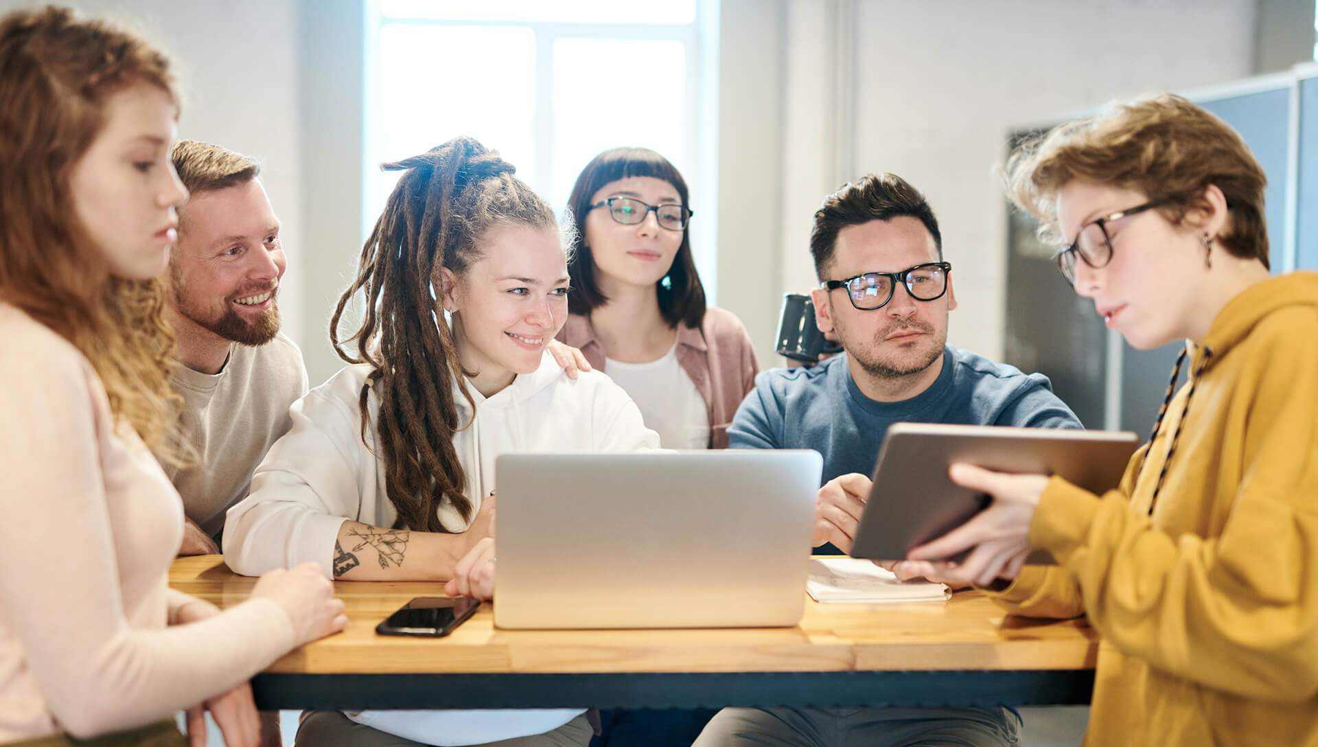 Software development team working on a custom application